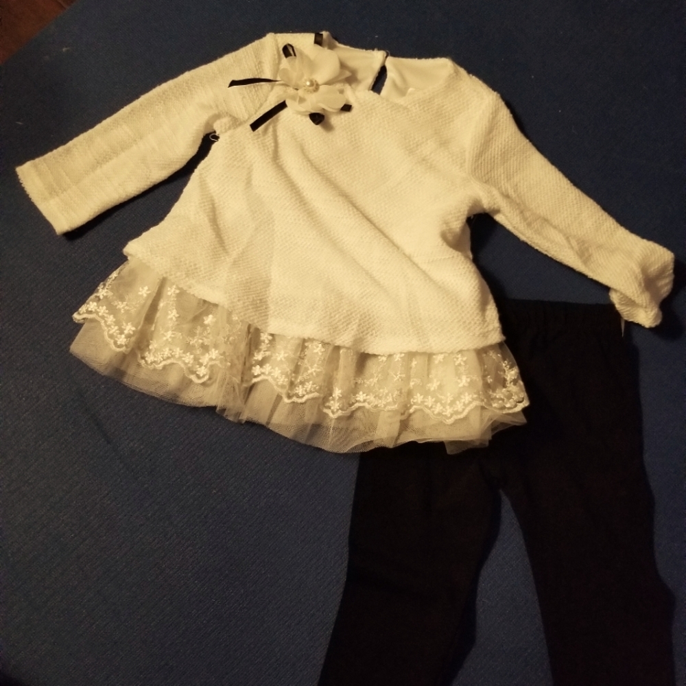 18m white lace shirt and black pants